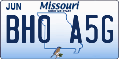 MO license plate BH0A5G
