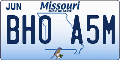 MO license plate BH0A5M