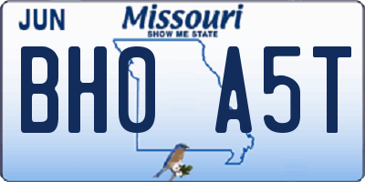 MO license plate BH0A5T