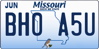 MO license plate BH0A5U