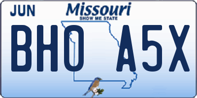 MO license plate BH0A5X