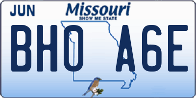 MO license plate BH0A6E