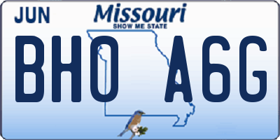 MO license plate BH0A6G
