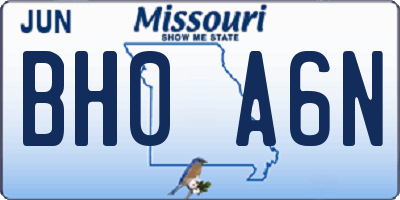MO license plate BH0A6N
