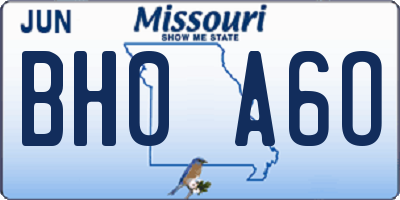 MO license plate BH0A6O