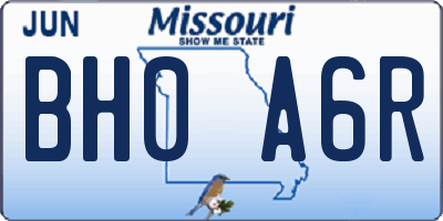 MO license plate BH0A6R