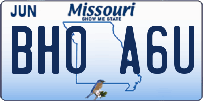 MO license plate BH0A6U