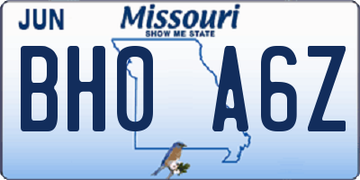 MO license plate BH0A6Z