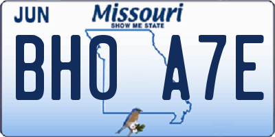 MO license plate BH0A7E
