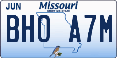 MO license plate BH0A7M