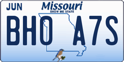 MO license plate BH0A7S