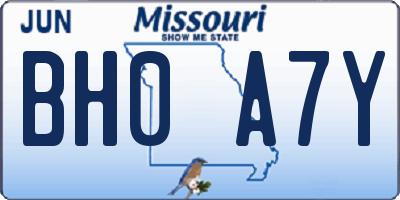 MO license plate BH0A7Y