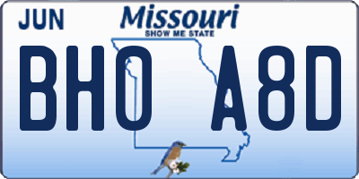 MO license plate BH0A8D