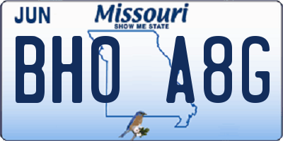 MO license plate BH0A8G
