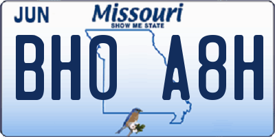 MO license plate BH0A8H