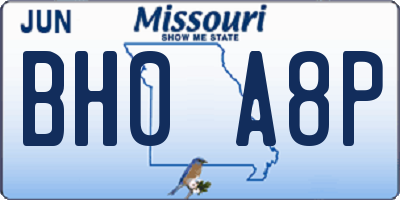 MO license plate BH0A8P