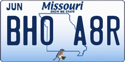 MO license plate BH0A8R