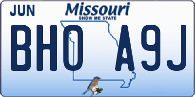 MO license plate BH0A9J