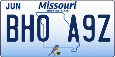 MO license plate BH0A9Z