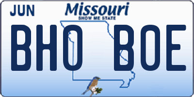 MO license plate BH0B0E