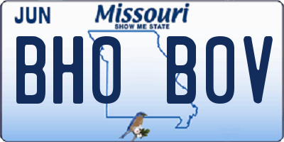 MO license plate BH0B0V