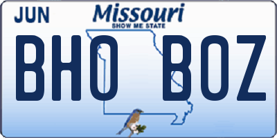MO license plate BH0B0Z