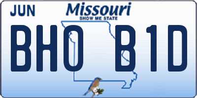 MO license plate BH0B1D