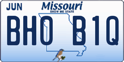 MO license plate BH0B1Q