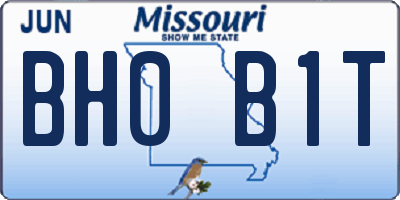 MO license plate BH0B1T