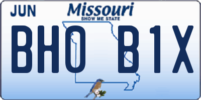 MO license plate BH0B1X