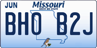 MO license plate BH0B2J