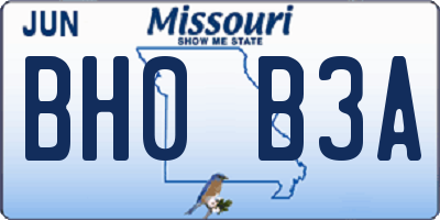 MO license plate BH0B3A