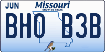 MO license plate BH0B3B