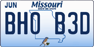 MO license plate BH0B3D