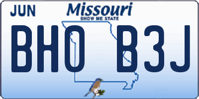 MO license plate BH0B3J