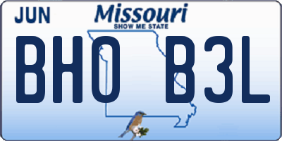 MO license plate BH0B3L