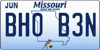MO license plate BH0B3N