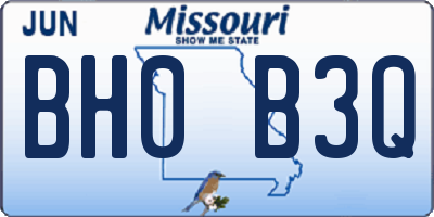 MO license plate BH0B3Q