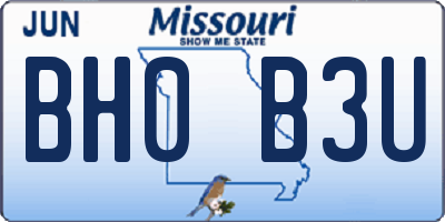 MO license plate BH0B3U
