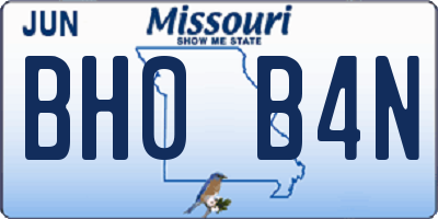 MO license plate BH0B4N