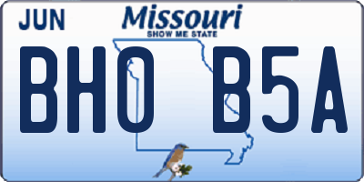 MO license plate BH0B5A