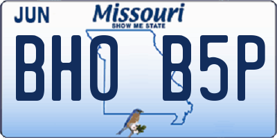 MO license plate BH0B5P