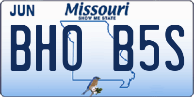 MO license plate BH0B5S