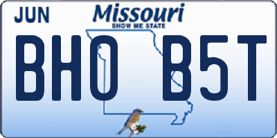 MO license plate BH0B5T
