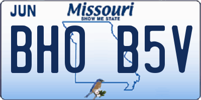 MO license plate BH0B5V