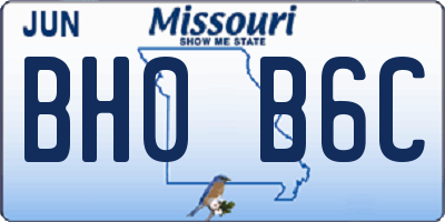 MO license plate BH0B6C