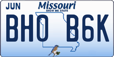 MO license plate BH0B6K