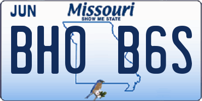 MO license plate BH0B6S