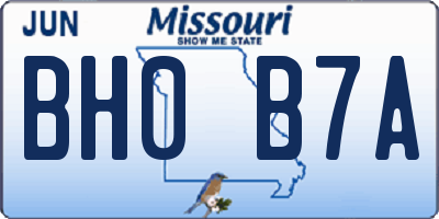 MO license plate BH0B7A
