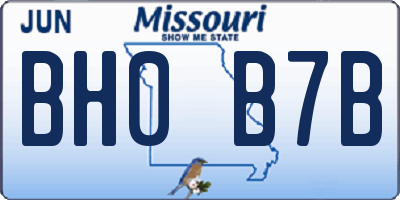 MO license plate BH0B7B